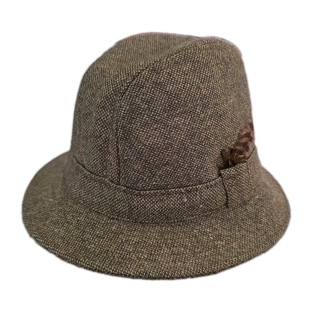 Donegal Handwoven Tweed Fedora Hat J.J. Campbell Weaver Pure Wool Ireland 7 57